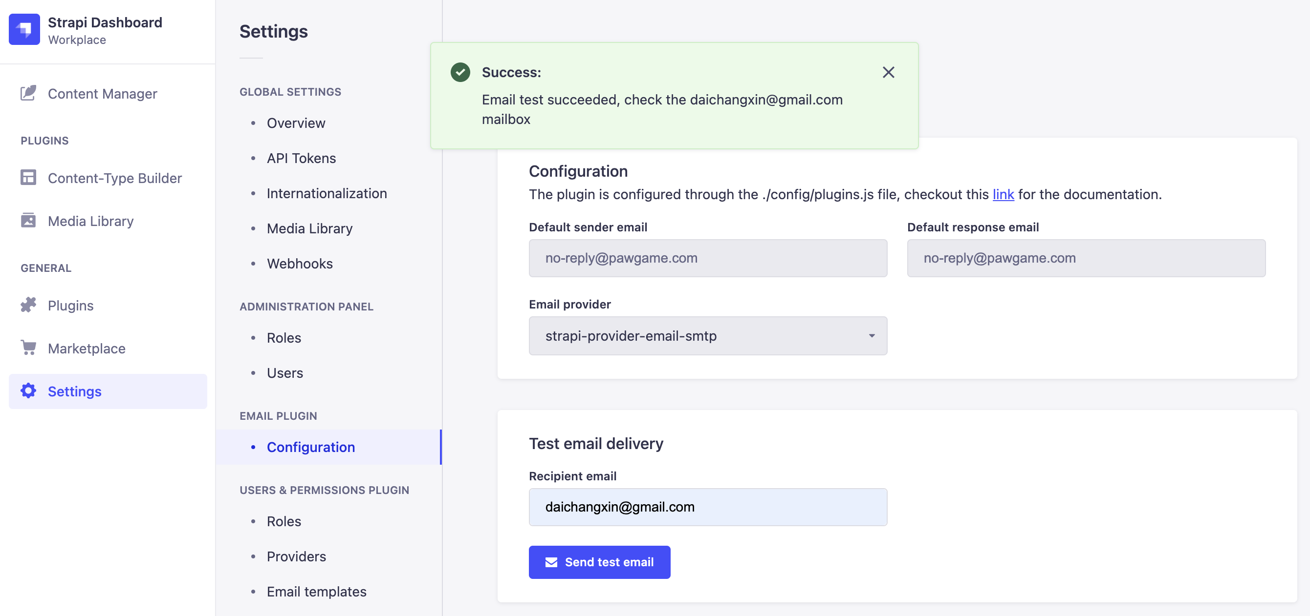 Test email delivery